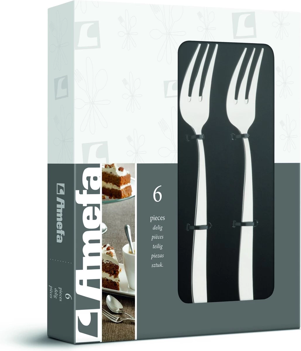Amefa Moderno Taartvorkjes - 6 Stuks - Cadeauverpakking - Afbeelding 3