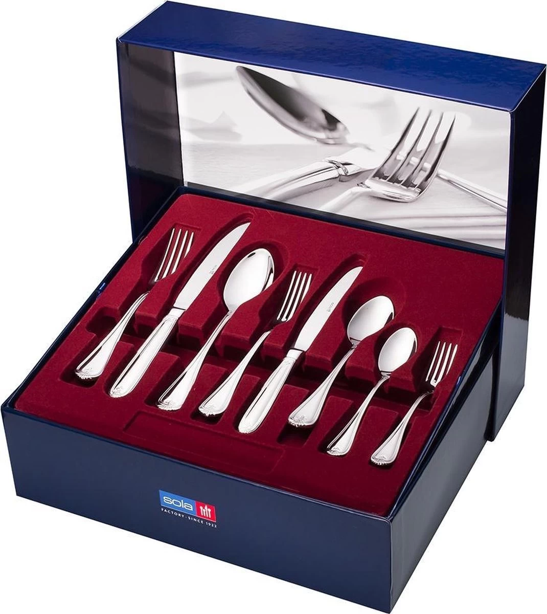 Sola Bestekset Symphony - Klassiek - 6 Persoons - 50 Delig - Zilverwit Edelstaal 18/10 - RVS - Zilver - Afbeelding 5