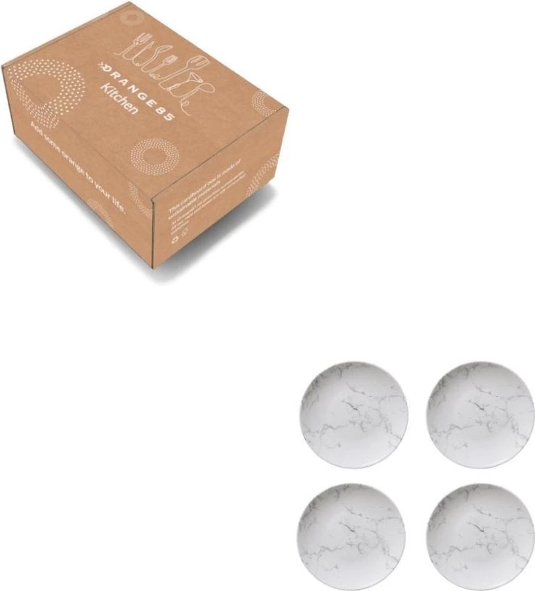 Orange85 Gebaksbordjes - Taart - 4 Stuks - Wit - 19cm - Marmer - Afbeelding 5