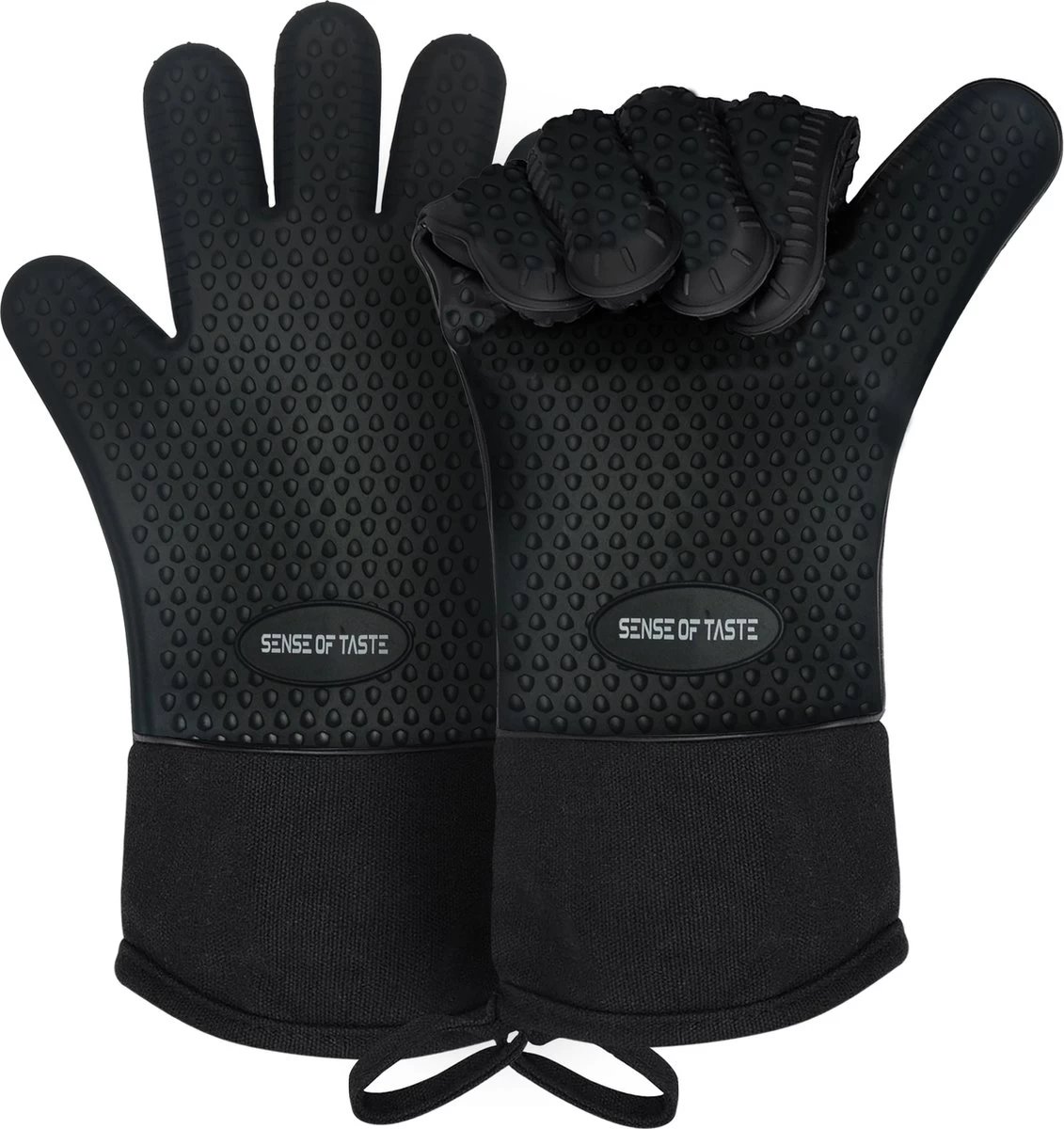 Sense Of Taste Ovenwanten - 2 Stuks - Ovenhandschoenen - Hittebestendig - 230°C - Siliconen - Zwart - Koken - Extra Lang