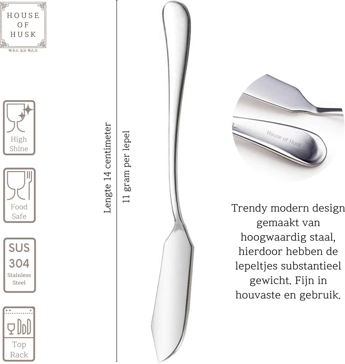 House Of Husk Botermesjes Set - Zilver - RVS - Botermes - Smeermessen - Tapas Mesjes - 6 Stuks - Afbeelding 2