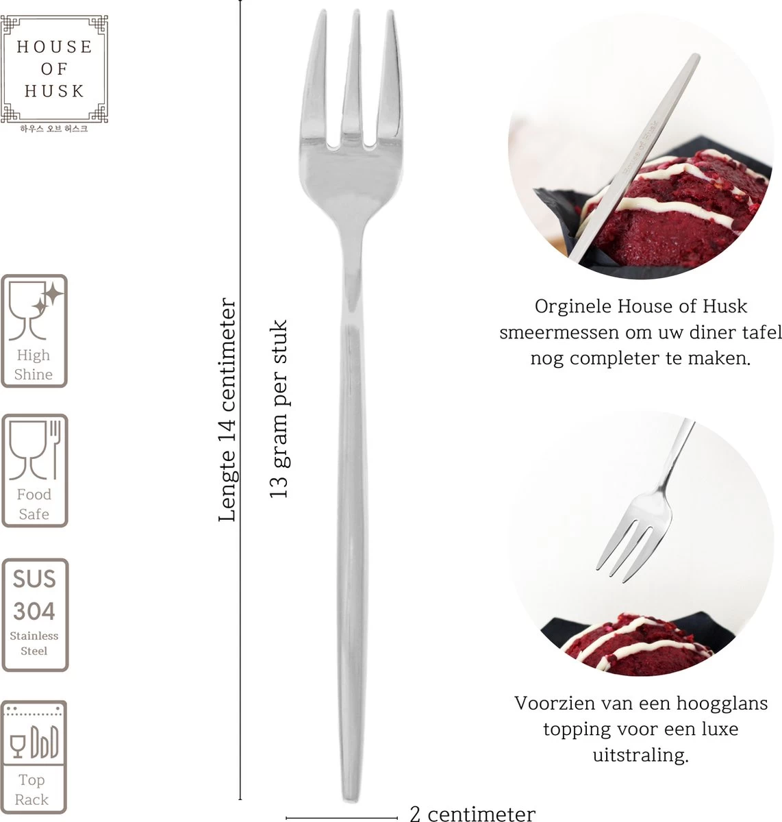 House Of Husk® Zilveren Gebaksvorkjes - Dessertvorken - Taartvorkjes - Cocktailvorken - Klein Vorkjes - 12 Stuks - RVS - 14cm - Afbeelding 2