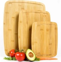Budu Snijplankenset 3 Stuks - Snijplanken Bamboe - Snijplank Hout - Grote Snijplank - Keukenplanken