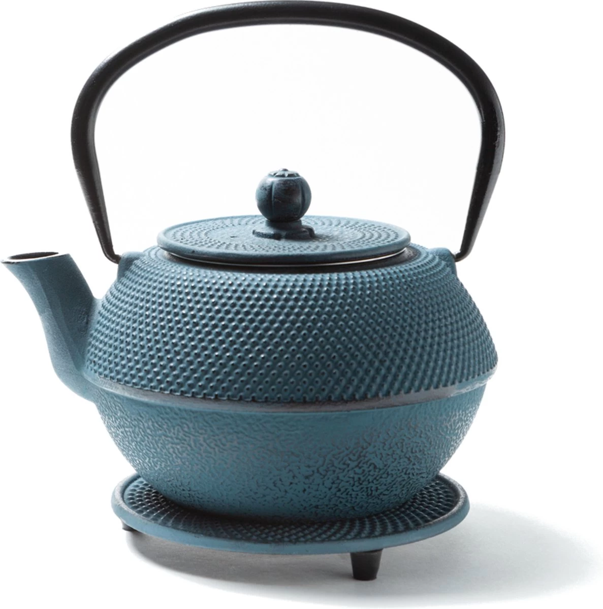 Tealøv THEE SET 1,1 LITER GIETIJZER | COMPLETE SET IN GESCHENKDOOS | Gietijzeren Theepot Met Roestvrijstalen Zeef, Gietijzeren Theekopjes En Onderzetter | In Authentiek Japanse Stijl | Arare Blauw - Afbeelding 4