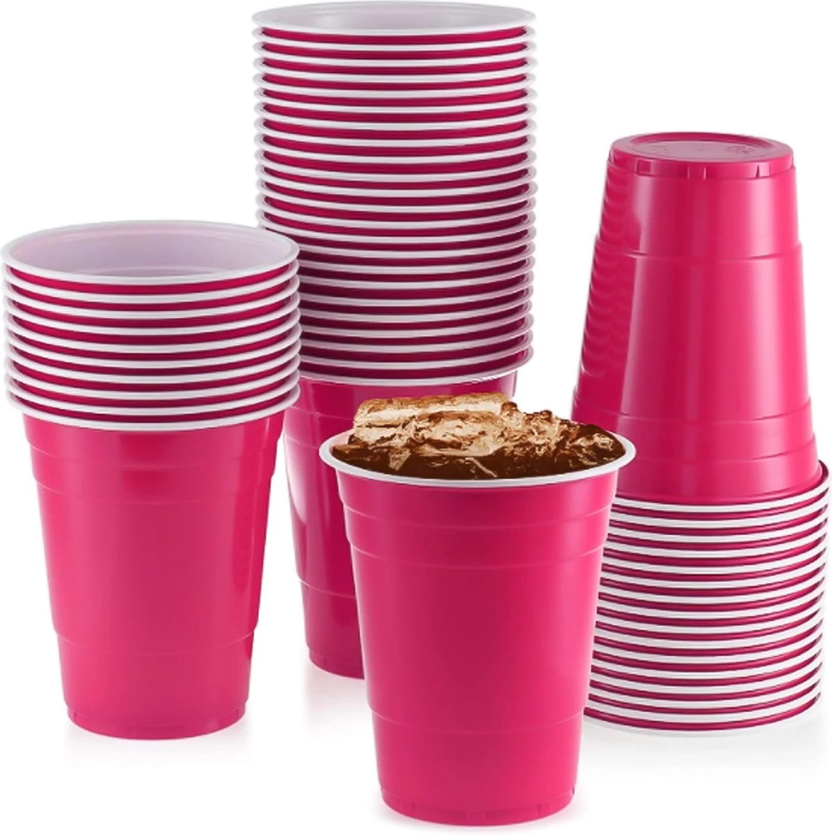Merkloos Pink Cups - 50stuk(s) - 475ml - Party Cups - Beerpong - Drankspel - Beerpong Bekers - Plastic Bekers