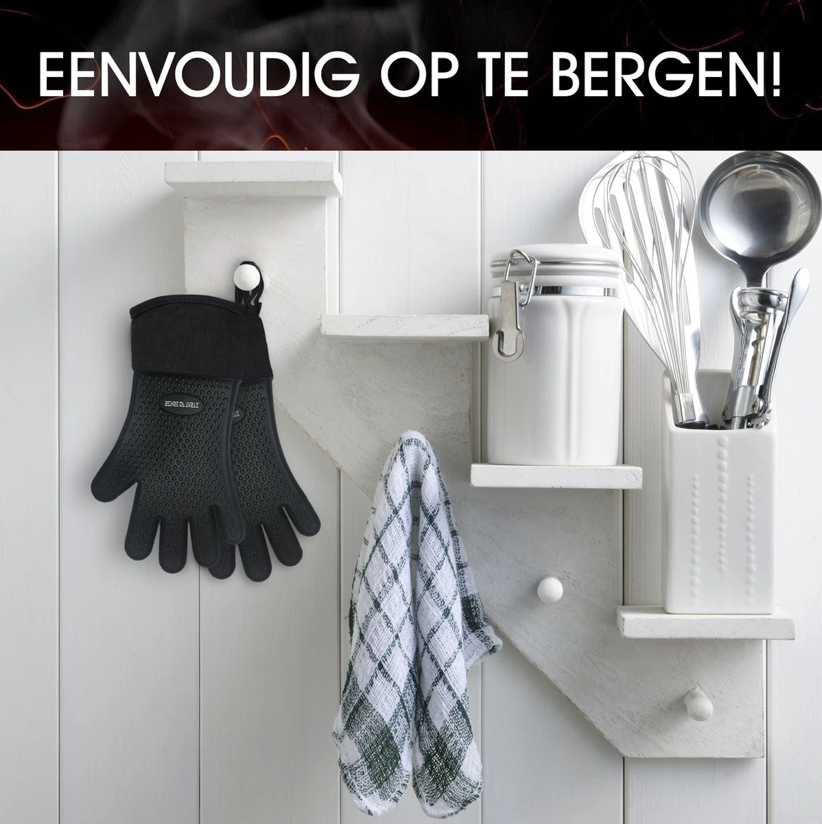 Sense Of Taste Ovenwanten - 2 Stuks - Ovenhandschoenen - Hittebestendig - 230°C - Siliconen - Zwart - Koken - Extra Lang - Afbeelding 5