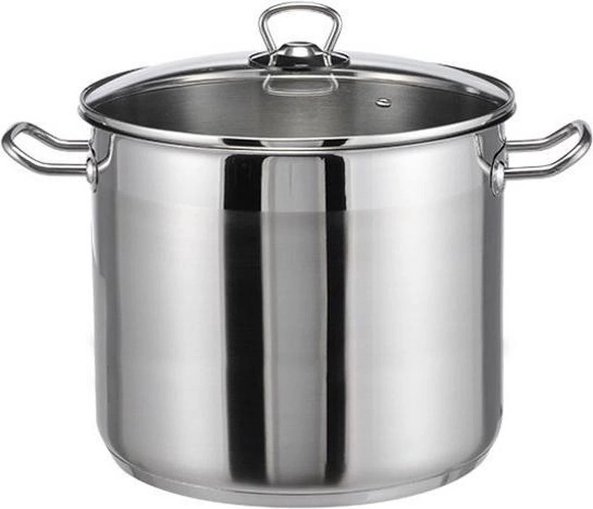 RVS Soeppan Met Glazen Deksel - 15 Liter - Vaatwasserbestendig