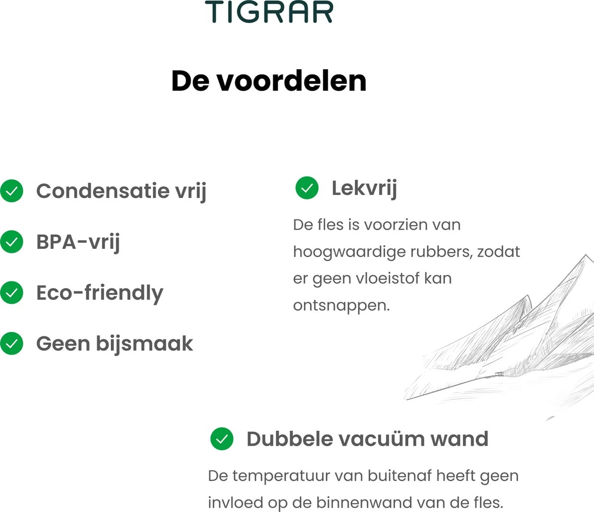 Tigrar - Drinkfles - Waterfles - Thermosfles 1 Liter - RVS - (Grafiet) Zwart - Incl. Extra Dop 3 Rietjes En Reiniger - Afbeelding 5