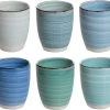 Koffiemok - Blue - 6 Stuks - Aardewerk - 340 ML - Zonder Oor
