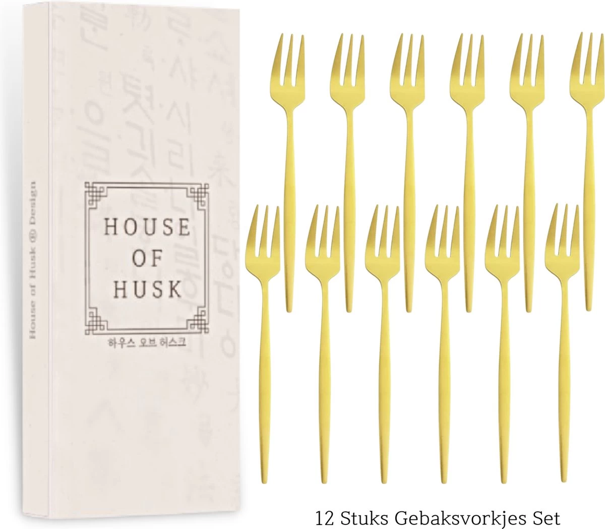 House Of Husk® Gouden Gebaksvorkjes - Dessertvorken - Taartvorkjes - Cocktailvorken - Klein Vorkjes - 12 Stuks - RVS - 14cm - Afbeelding 5