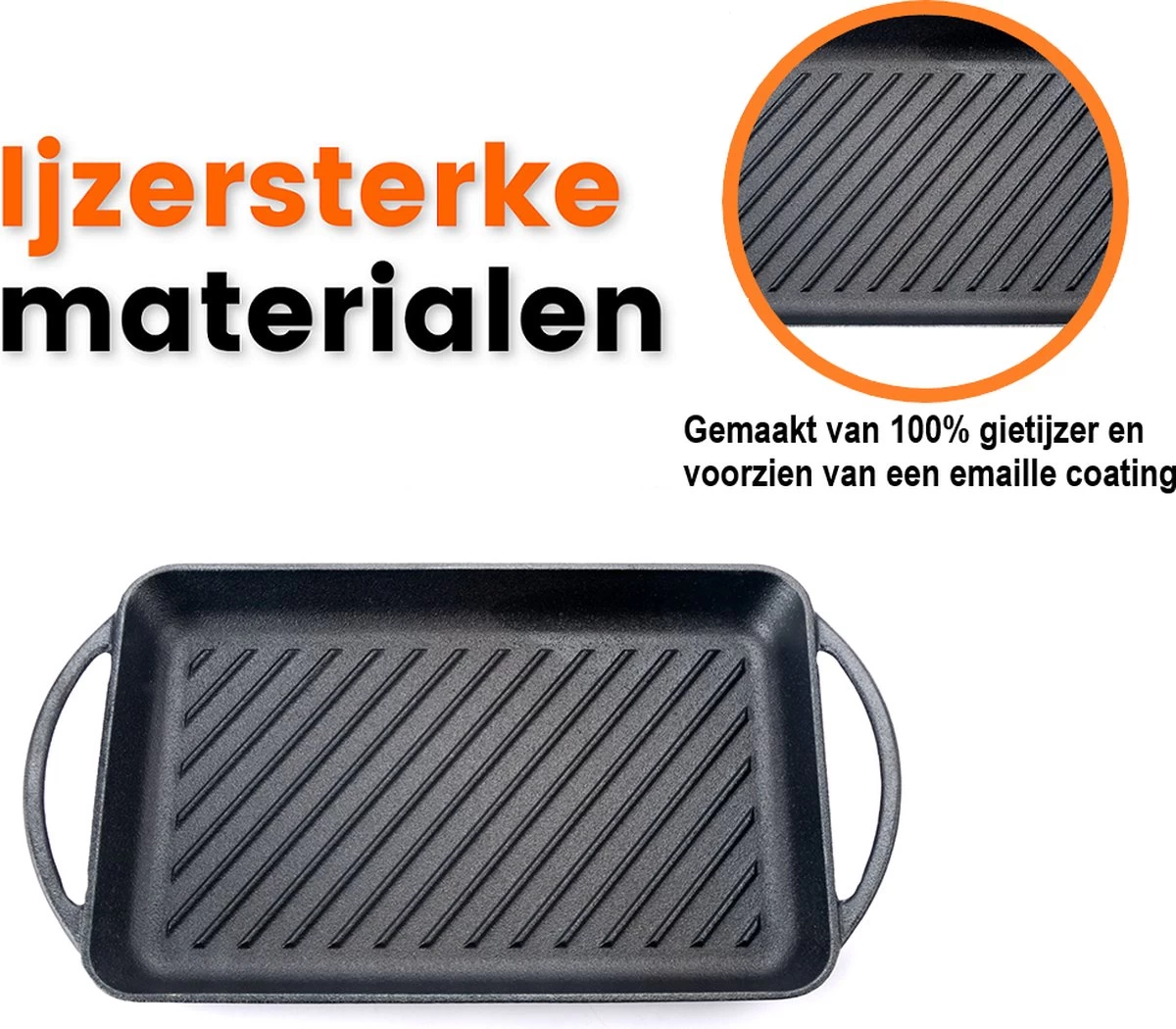 Kicinn Grillplaat - Gietijzer - Geëmailleerd - Incl. Accessoires - Ø 33 X 21.8 Cm (LxB) - Afbeelding 4