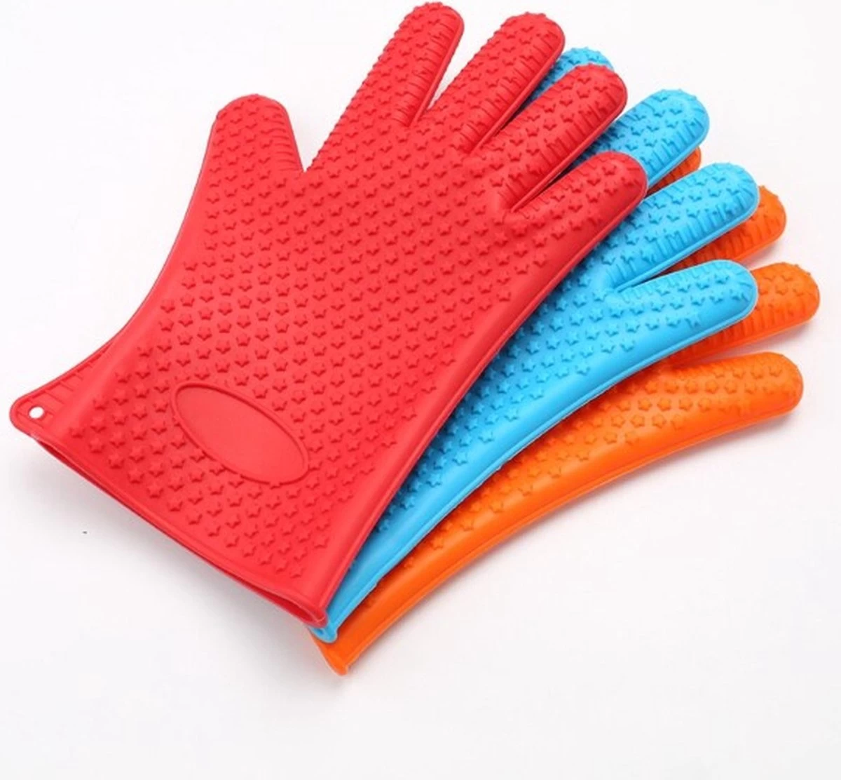 Merkloos Hittebestendige Siliconen Ovenwant - Antislip BBQ & Keuken Handschoenen - 2 Stuks - Rood - Afbeelding 2