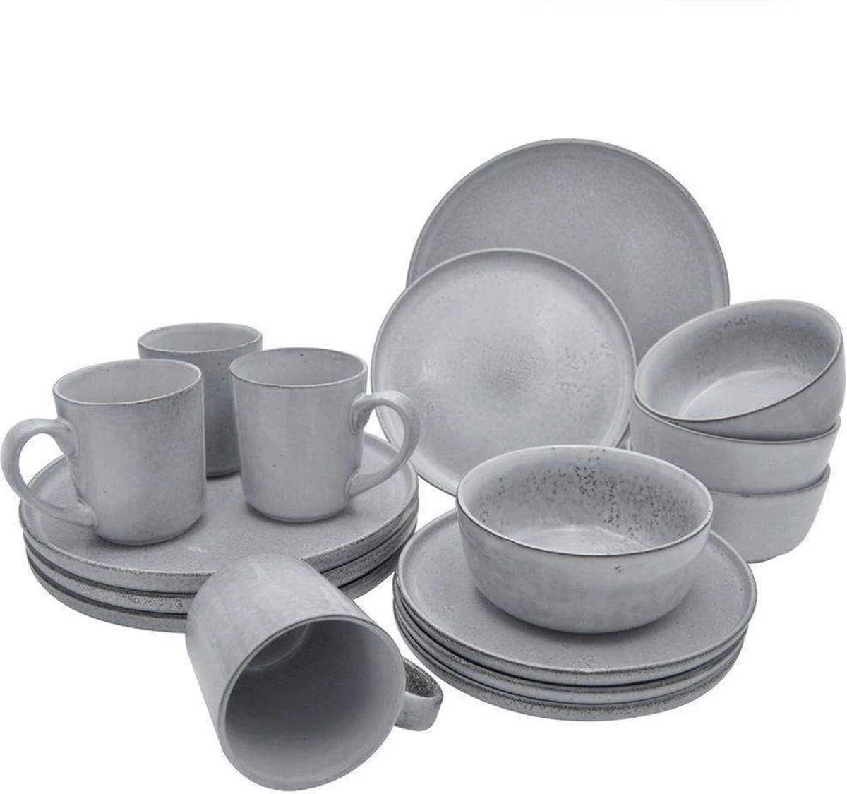 Excellent Serviesset - Servies - 16 Stuks - Aardewerk - Grijs