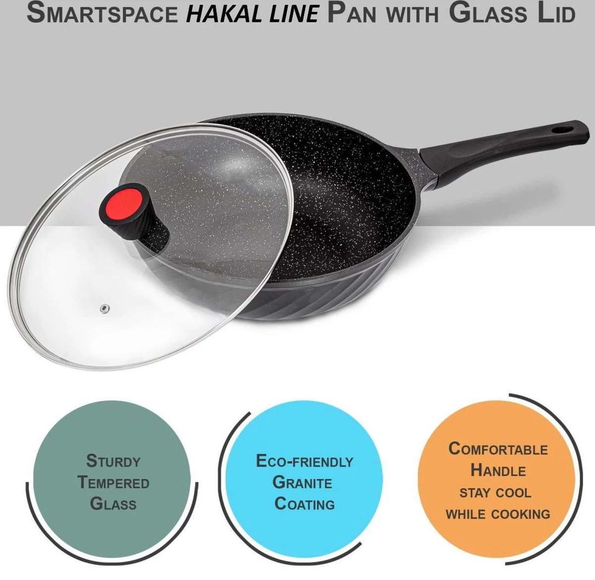 Marble Coating Wokpan Inductie - Met Glazen Deksel - Zwart - 30 Cm - Afbeelding 6