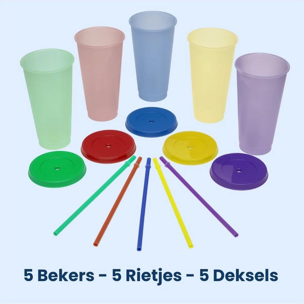 Herbruikbare Bekers Met Rietje En Deksel Van Plastic – Starbucks Design – Drinkbekers Met Rietje – Kleur Veranderende Beker – 5 Pack - Afbeelding 8