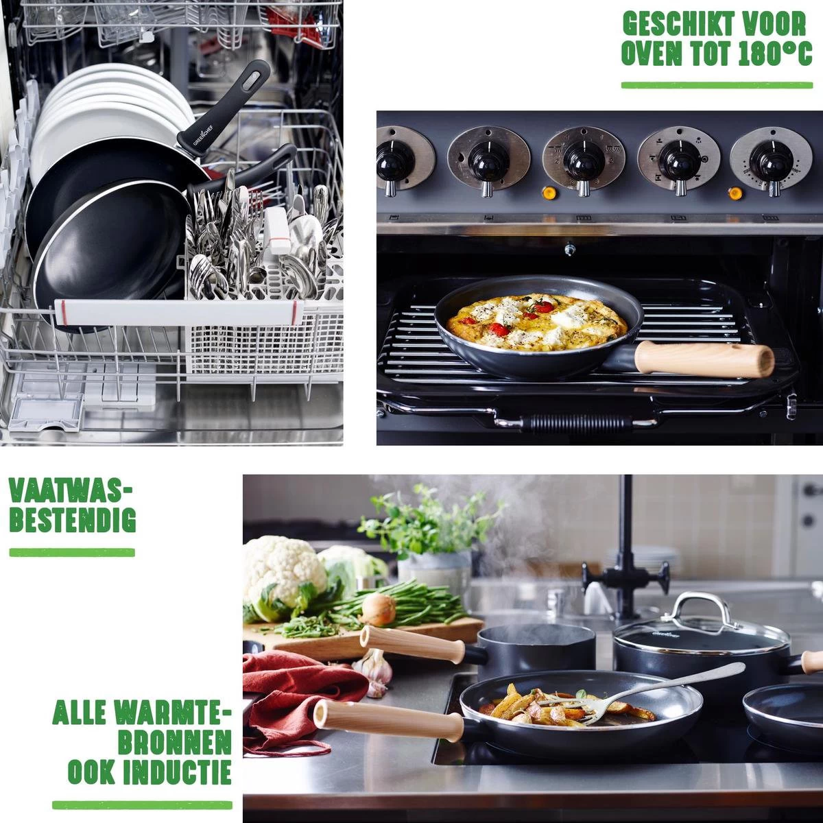 GreenChef Vintage Steelpan 16cm/1.6L - Zwart - Inductie - PFAS-vrij - Afbeelding 7