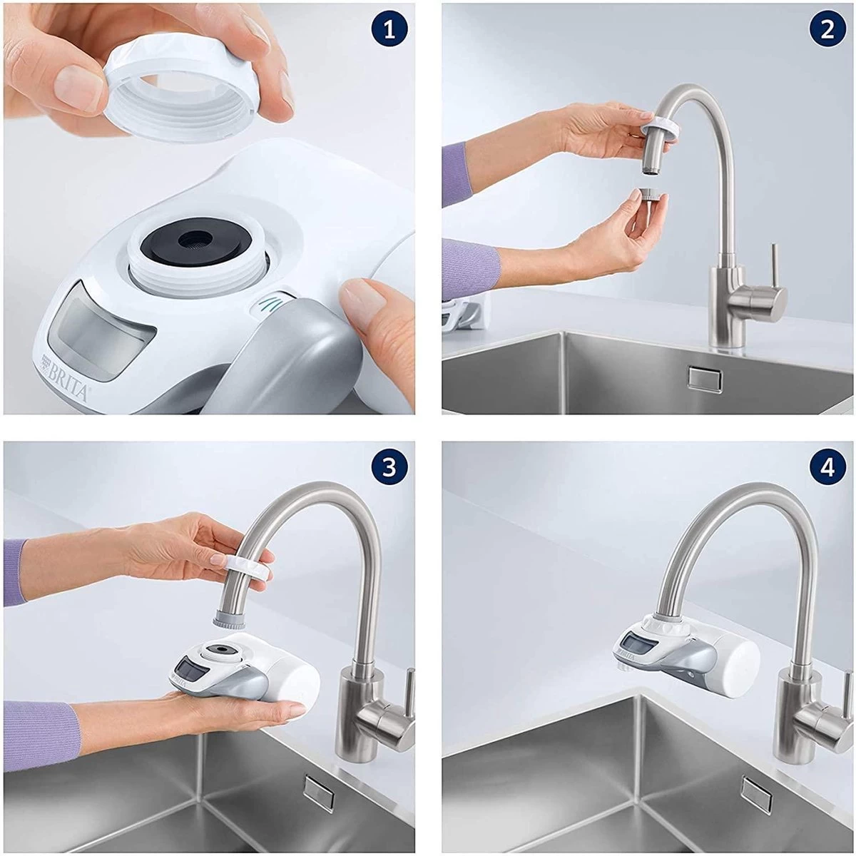 BRITA On Tap Faucet Filtration System - Uitstekend Smakend Gefilterd Water - Inclusief 1 BRITA ON TAP Kraanfilter - 600 Liter Water Gefilterd Per Patroon - Witte Kleur - Afbeelding 3