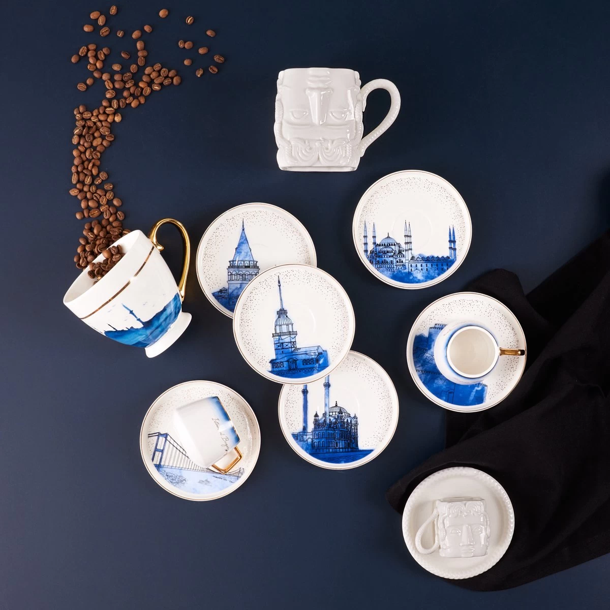 KARACA -ISTANBUL- 12 DELIGE- KOFFIEKOPJES VOOR 6 PERSONEN SET-Karaca Istanbul Set Van 12 Koffiekopjes 90 Ml- Moccamokken -espressokopjes Set Van Porselein, 6 Personen Robuuste Mokkatas, Porselein - Afbeelding 2
