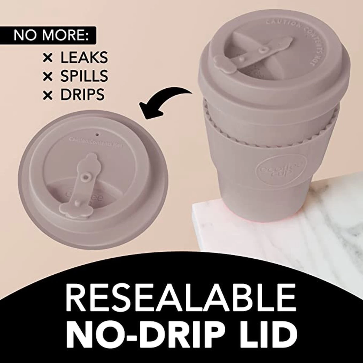 Ecoffee Cup Kerr & Napier 14oz/400ml - Anti Drup - Vegan - Cadeau - Verjaardag - Geschenk- Kados - Afbeelding 2