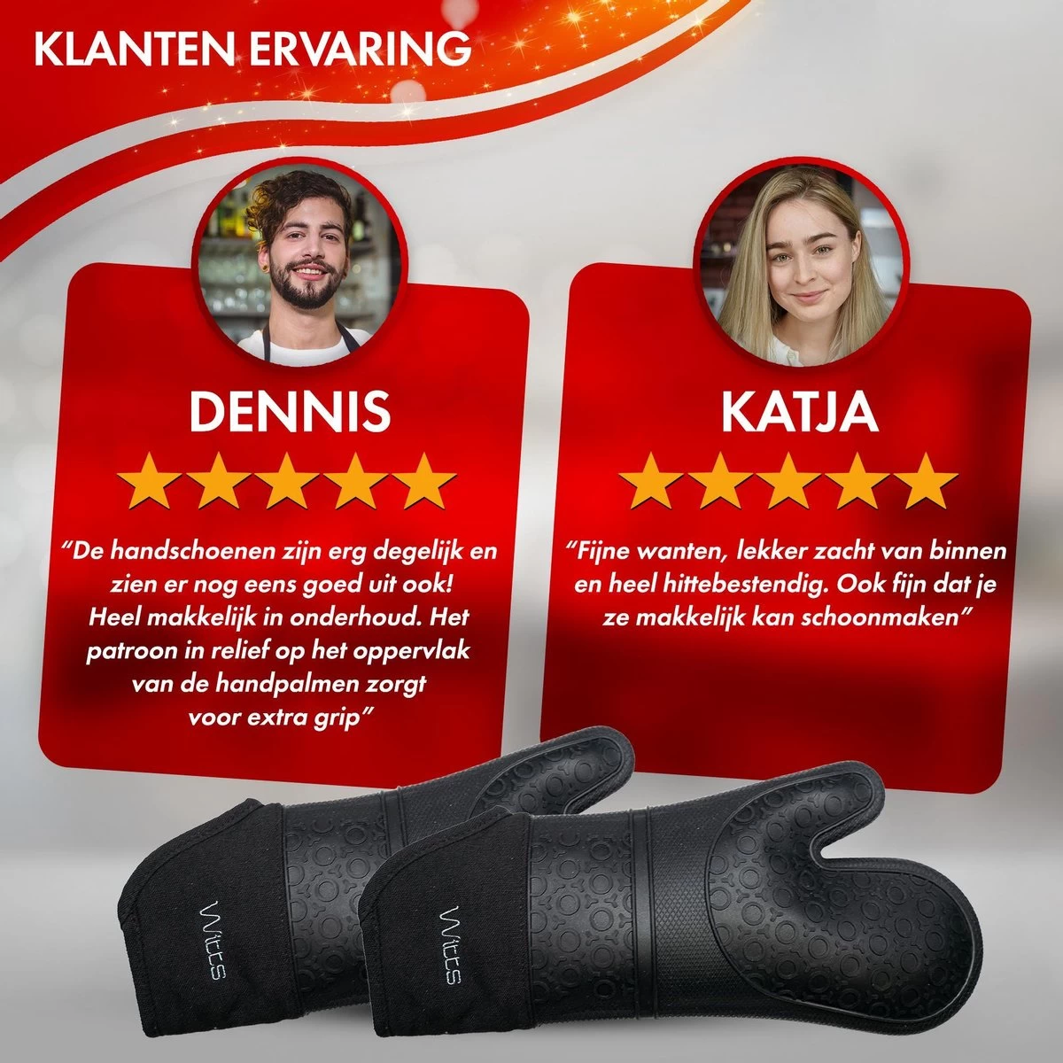 WITTS Ovenwanten - Bescherming Tot 230 °C - Siliconen Ovenhandschoenen - 2 Stuks - Afbeelding 3