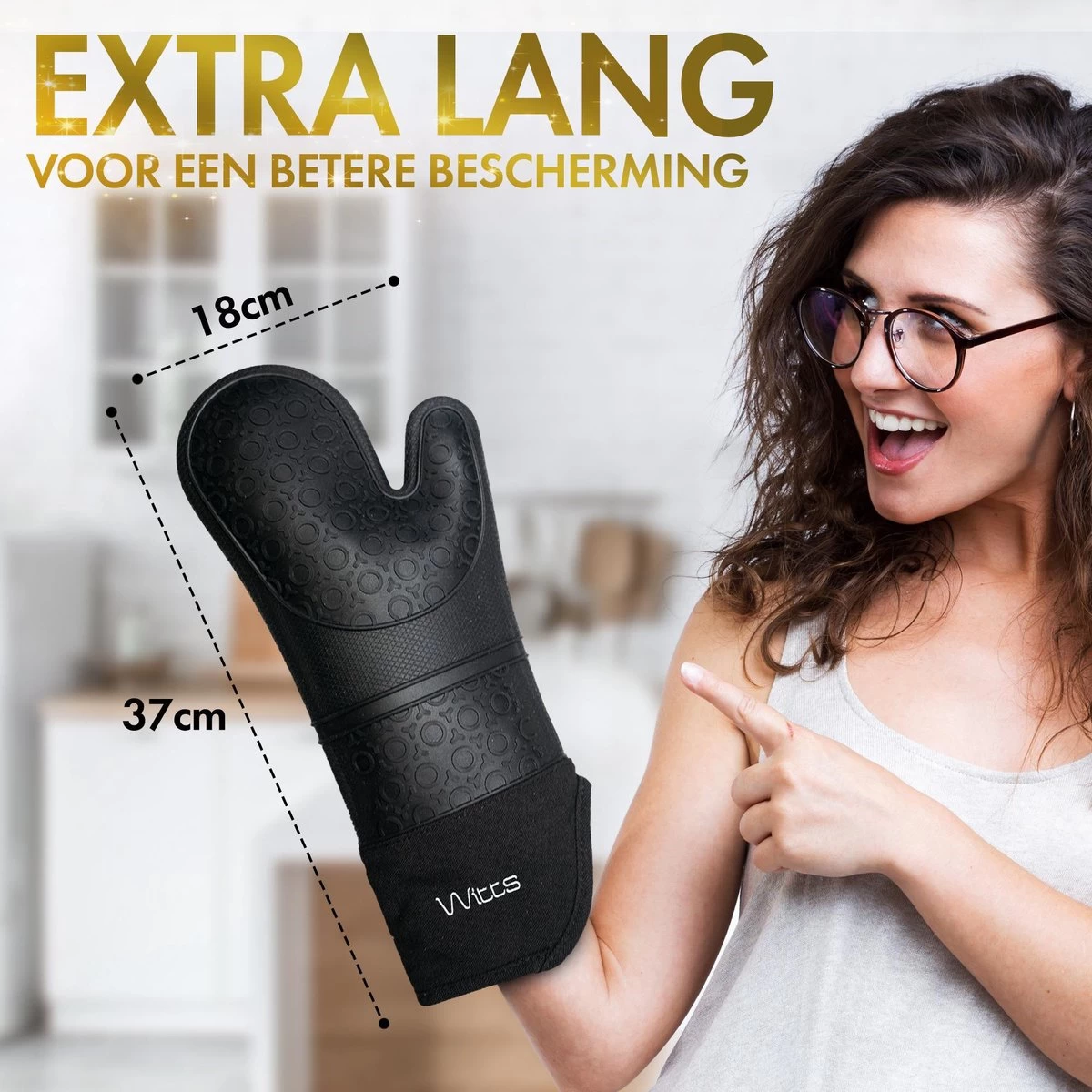 WITTS Ovenwanten - Bescherming Tot 230 °C - Siliconen Ovenhandschoenen - 2 Stuks - Afbeelding 4