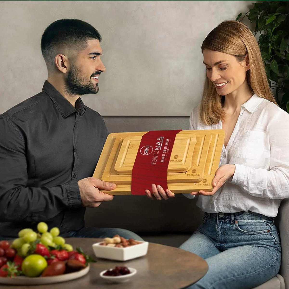 Rednas Bamboe Snijplank - Snijplanken Set - Borrelplank - Serveerplank - 3-delig - Hygiënisch En Duurzaam - Afbeelding 3