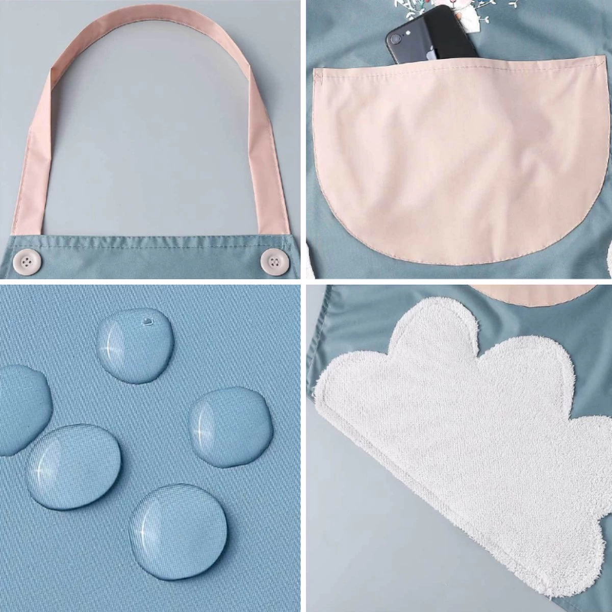 Merkloos 2 STUKS Kinderschorten Waterdicht En Oliebestendig Knutselschort Kookschort Keukenschort Voor Kinderen - Mix 1x Turquoise + 1x Rose - 70 X 70 Cm - Afbeelding 3