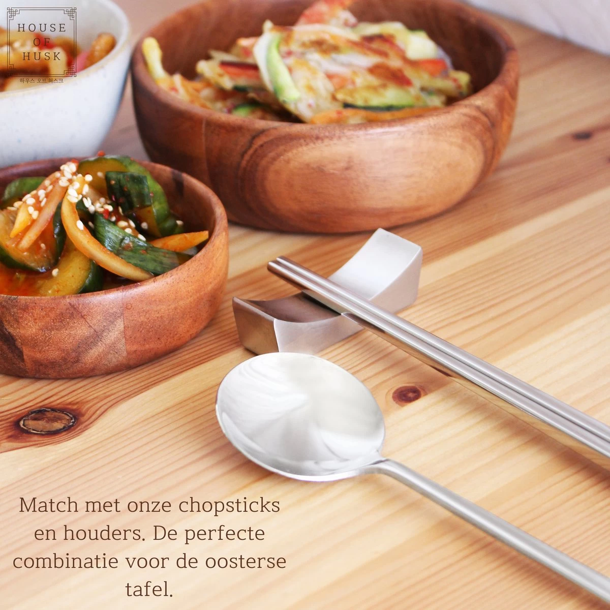 House Of Husk Koreaanse Eetlepel Set - Zilver - 5 Stuks - Soeplepel - RVS - Vaatwasserbestendig - Afbeelding 4