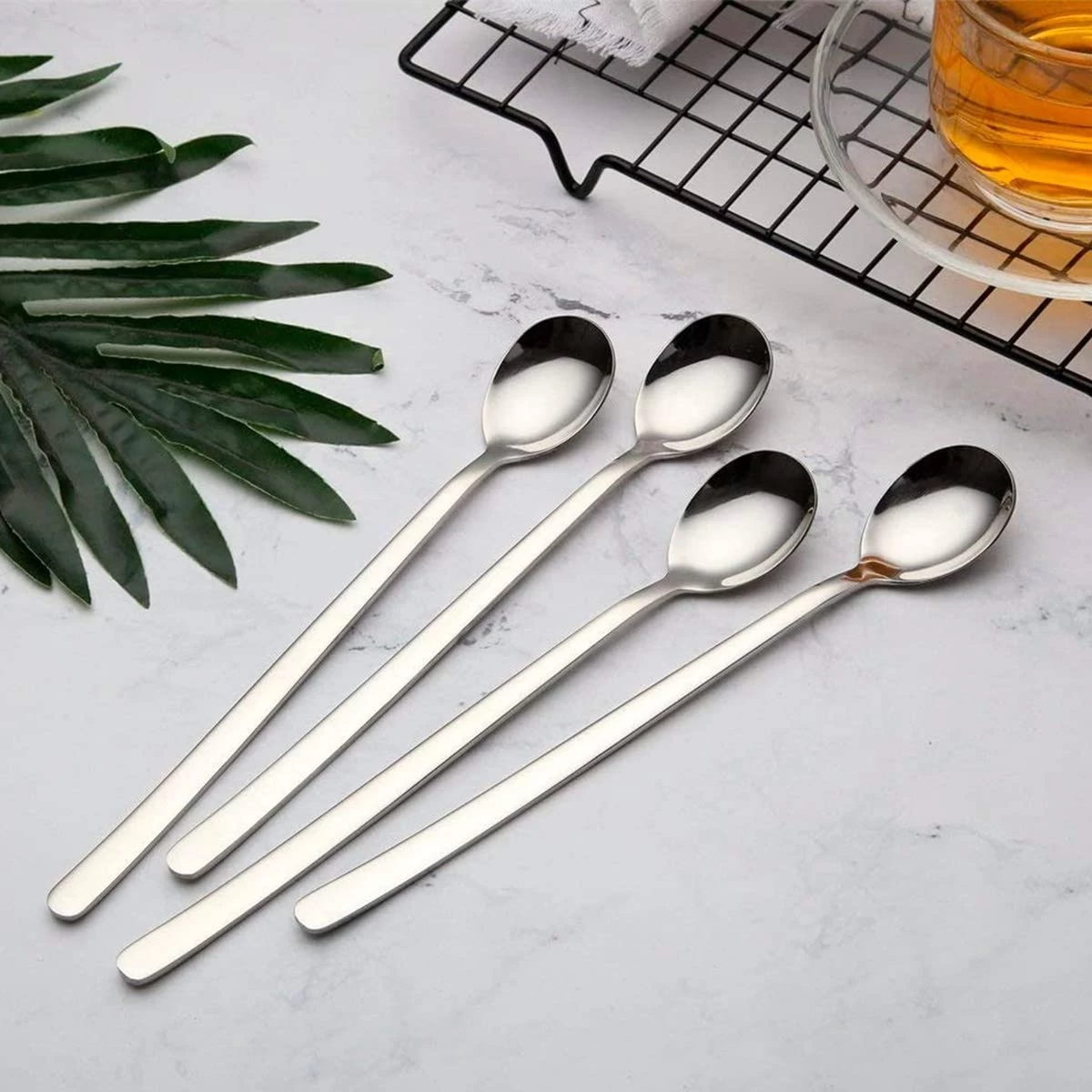 House Of Husk Latte Macchiato Lepels Set - Lange Theelepels - Koffielepels - Longdrinklepels - Sorbetlepels - Barlepel - RVS - 6 Stuks - 20CM - Zilver - Afbeelding 9