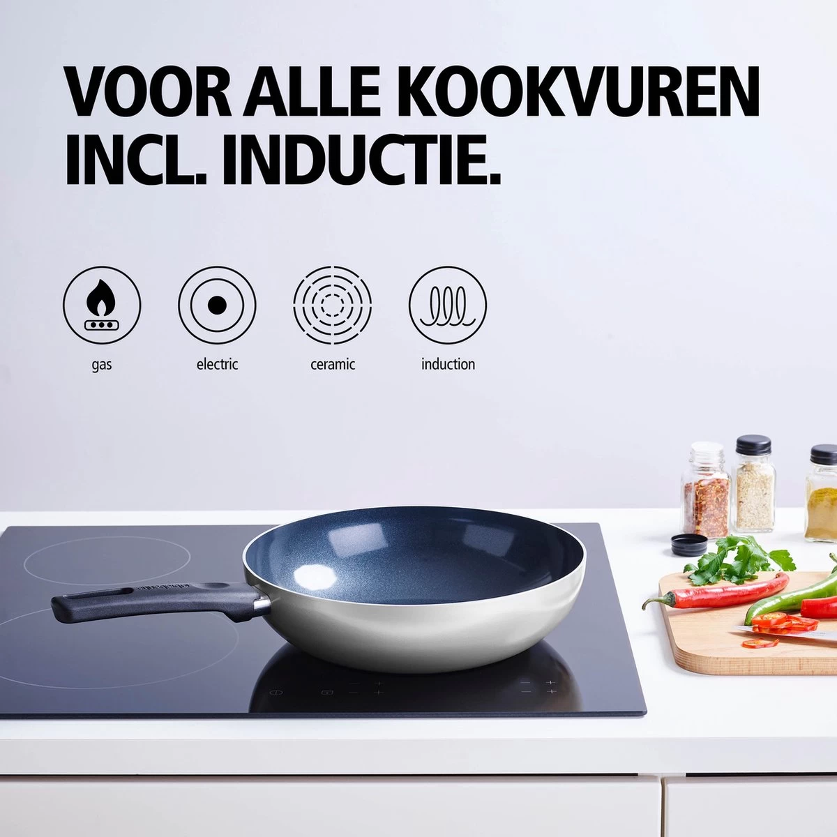 BRABANTIA INDU+ Wokpan - Keramische Antiaanbaklaag - Ø 28 Cm - Inductie - Pfas Vrij - Afbeelding 5