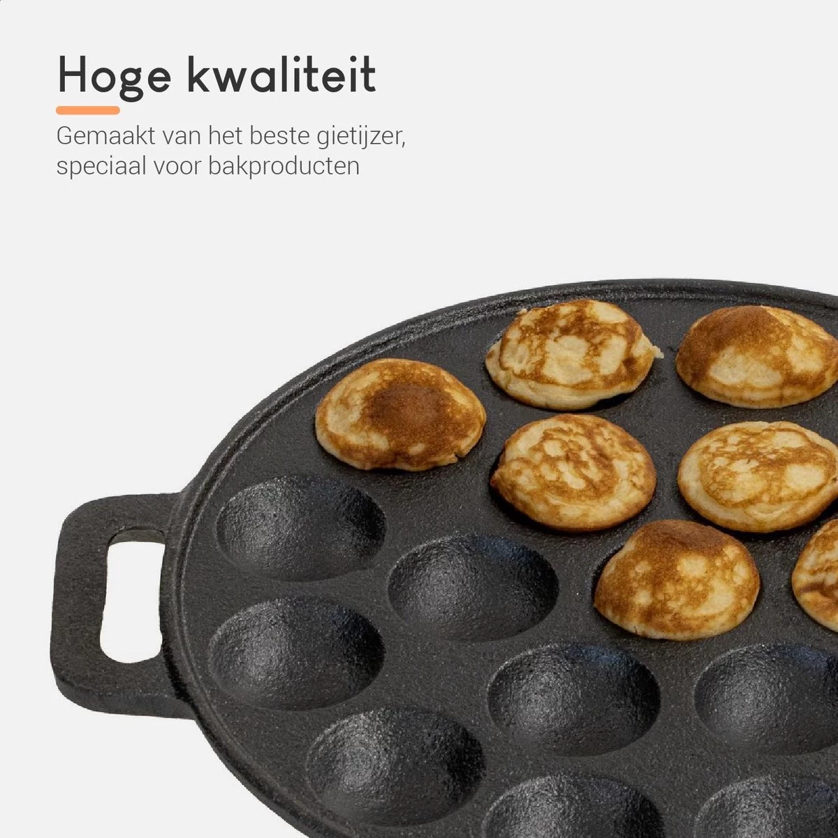 Ocina Poffertjespan– 19 Poffertjes – Poffertjesmaker – Poffertjespan Inductie – Poffertjespan Electrisch – Gietijzeren Pan – Inclusief Warmtebestendige Handvaten– Gratis Receptenboek - Afbeelding 3