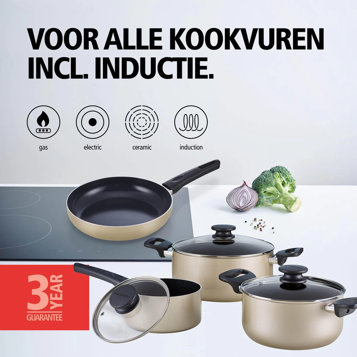 BRABANTIA START 2 COOK Pannenset - 4 Delig - Inductie - Keramische Anti Aanbaklaag - Pfas Vrij - Afbeelding 5
