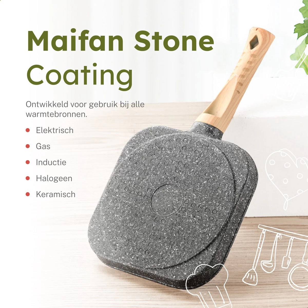 Merkloos Pancake Pan - Omeletpan - Eierpan - Anti Aanbaklaag - PFAS Vrij - Pancake Maker - Geschikt Voor Alle Warmtebronnen - Inductie Pannen - Afbeelding 5