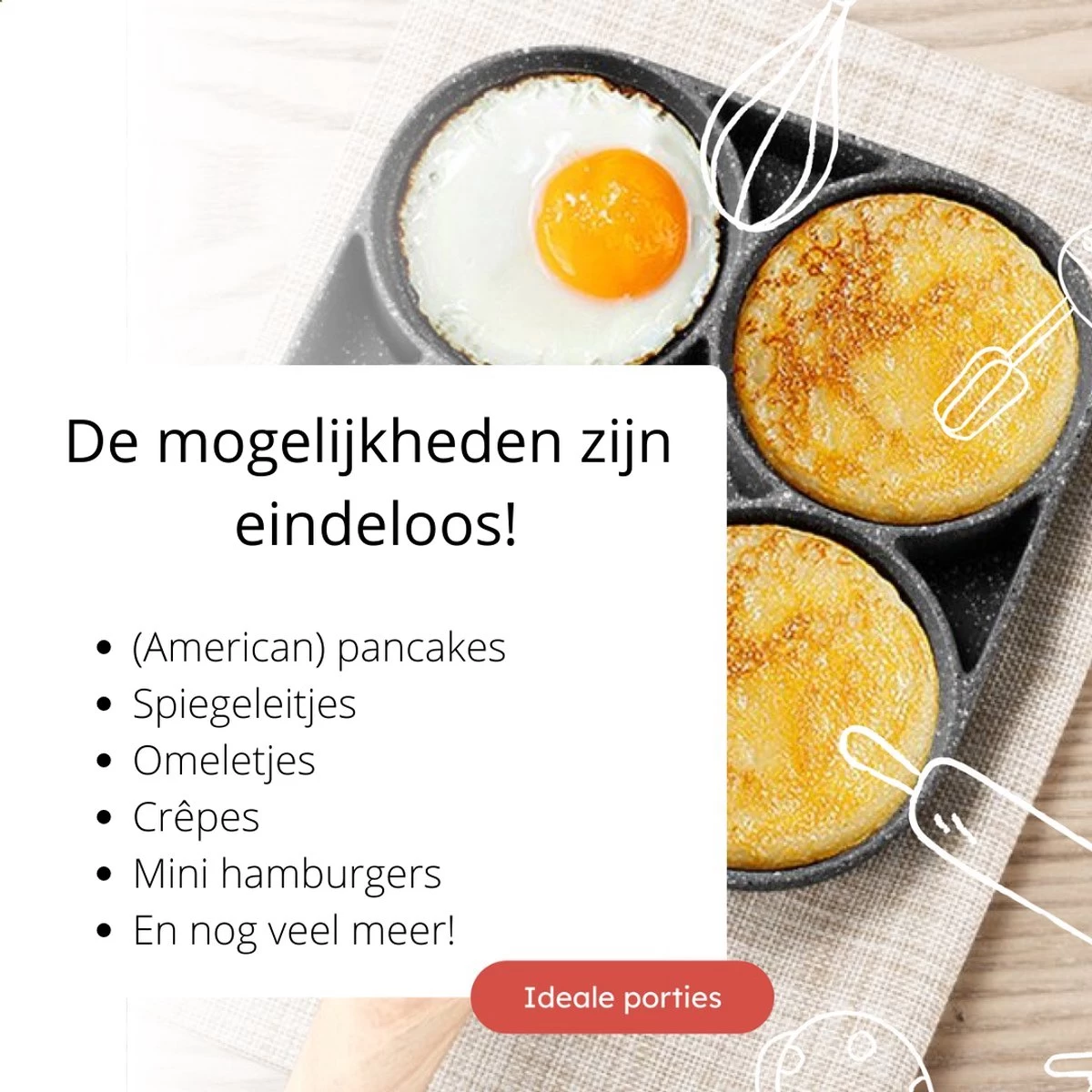 Anti-aanbak Pancake Pan | American Pancake Pan | Omelet Pan | Geschikt Voor Inductie & Alle Warmtebronnen | Eierpan | Omeletmaker | Pancake Maker | Mini Pannenkoekenpan - Afbeelding 3