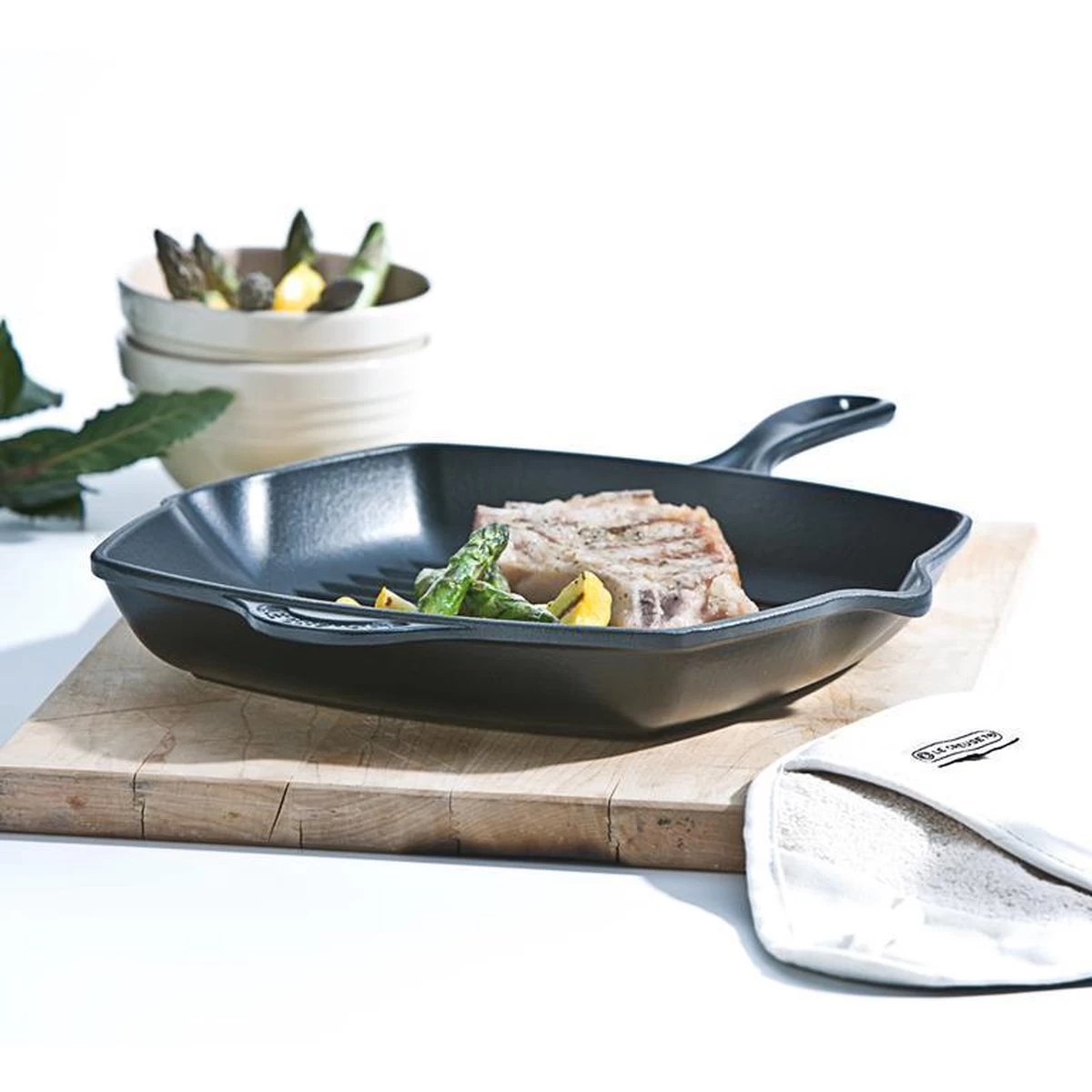 Le Creuset Gietijzeren Vierkante Grillpan - 26cm - Mat Zwart - Afbeelding 3