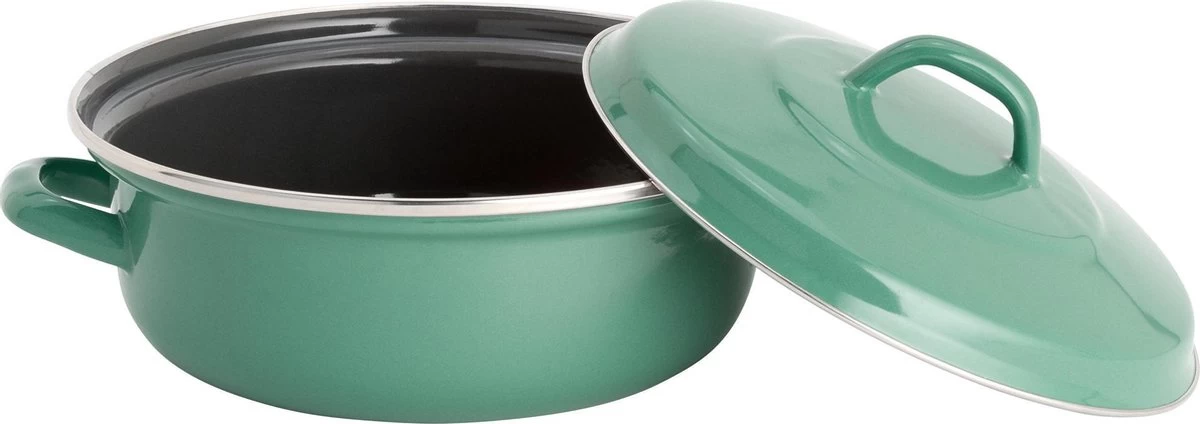 Lite-Body - Magnus Braadpan 24cm/2,5 L Met Deksel- Emaille- Olijf Groen - Inductie - Afbeelding 3