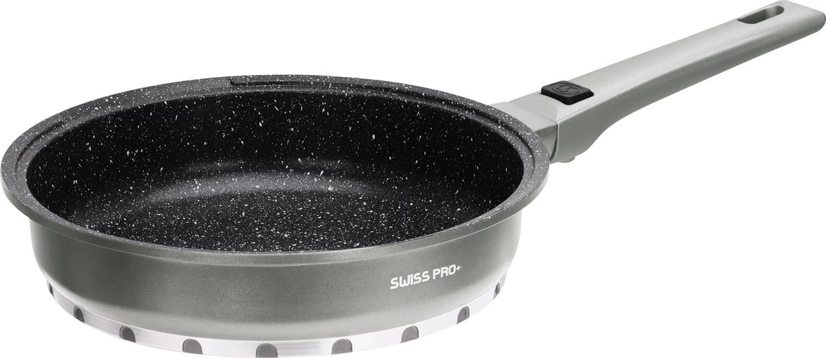 Swiss Pro+ | Set 14 Delige Pannenset | Inductie - Pannensets - Glazen Deksel - Met Afneembare Handgreep - Marmeren Interieur -PFAS-vrij | Grey / Silver - Afbeelding 6