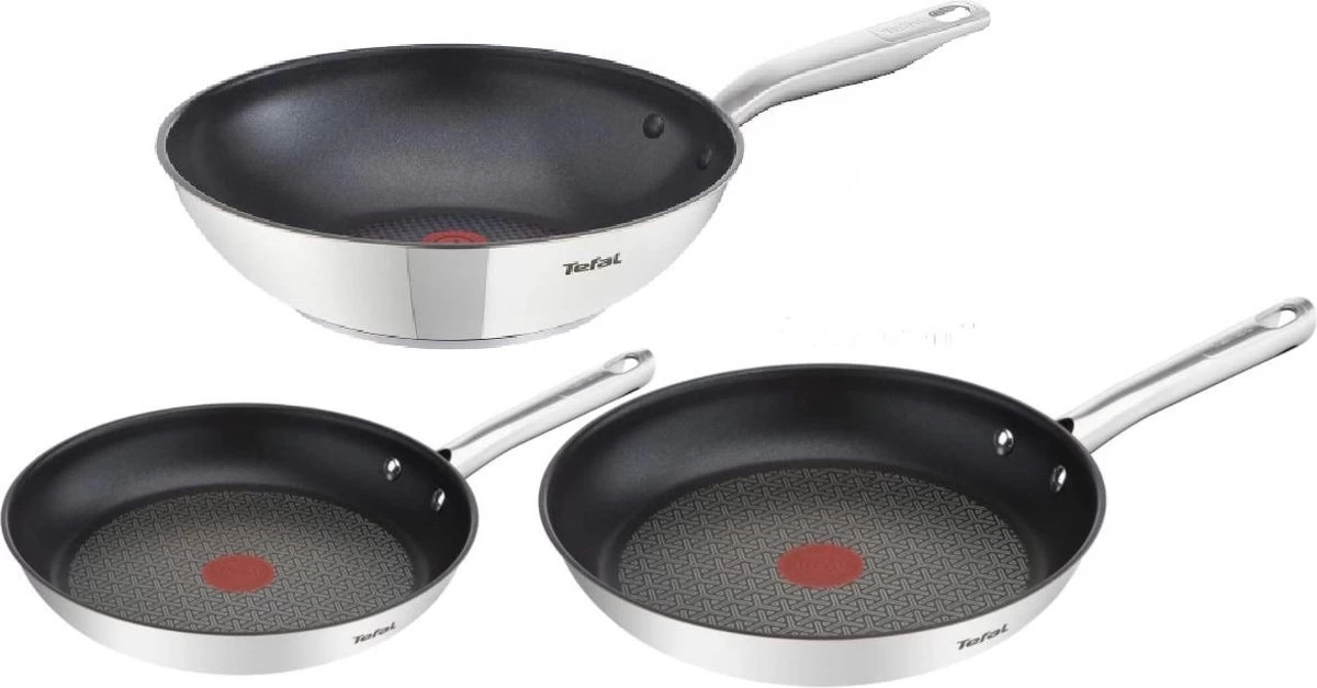 Tefal Ultimum - Pannenset - 3 Stuks | Koekenpan 24cm | Koekenpan 28cm | Wokpan 28cm | INDUCTIE - PFAS-vrij