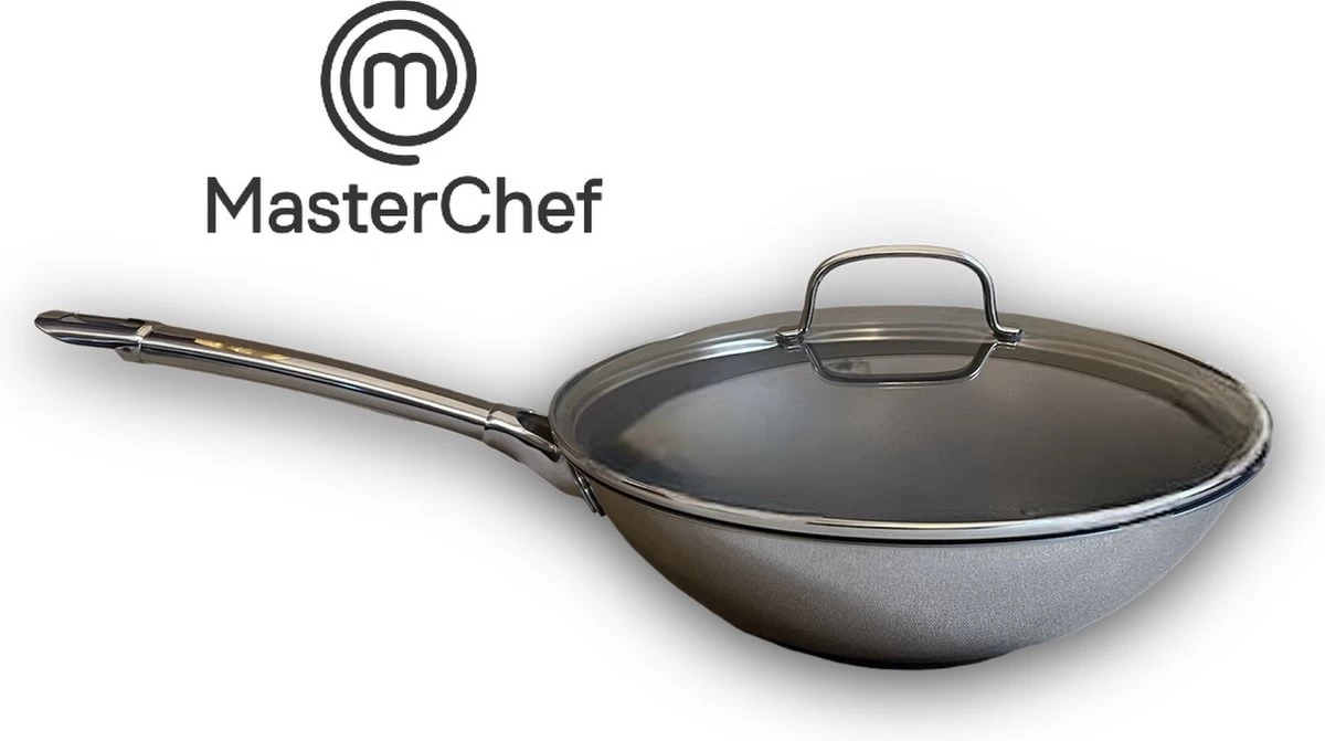 MasterChef / Jumbo - Wokpan - Met Glazen Deksel - 28 Cm - Inductie - Afbeelding 4