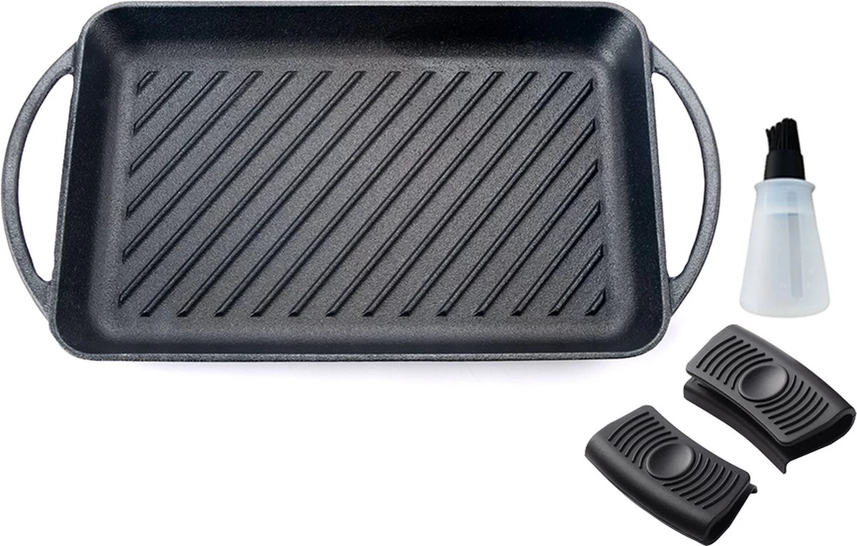 Kicinn Grillplaat - Gietijzer - Geëmailleerd - Incl. Accessoires - Ø 33 X 21.8 Cm (LxB)