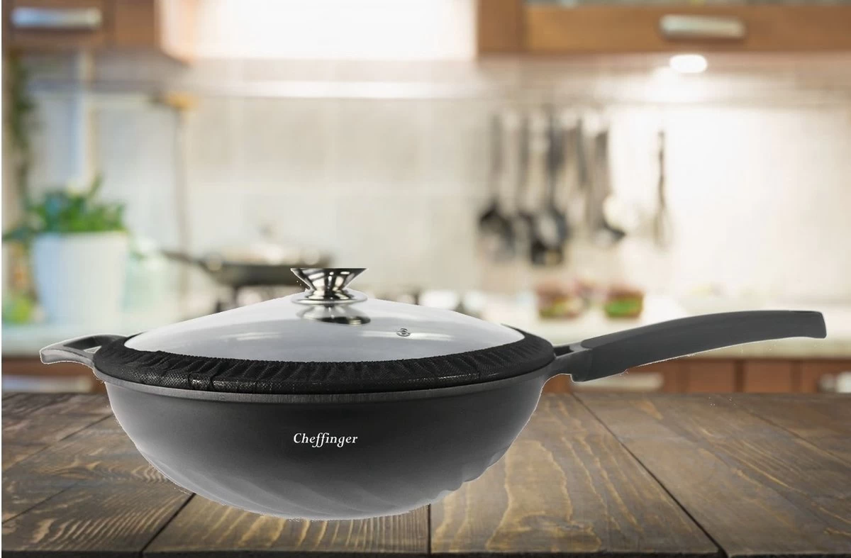 Chefflinger Wokpan - Antiaanbak - 32cm - Afbeelding 7
