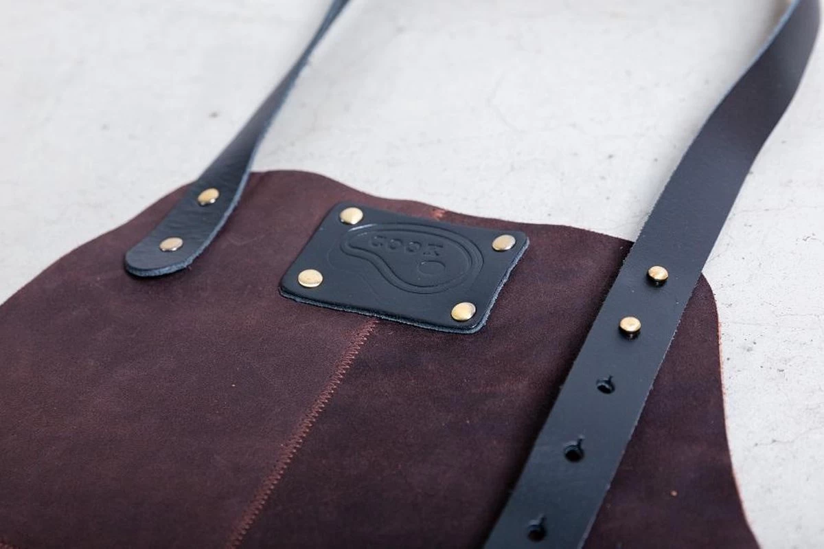 Leren Schort Luxe - Lederen Schort - BRUIN - Kokschort - Kookschort - BBQ Schort - Vaderdag - Stoer Cadeau Voor Man Vader Opa Papa - Afbeelding 4