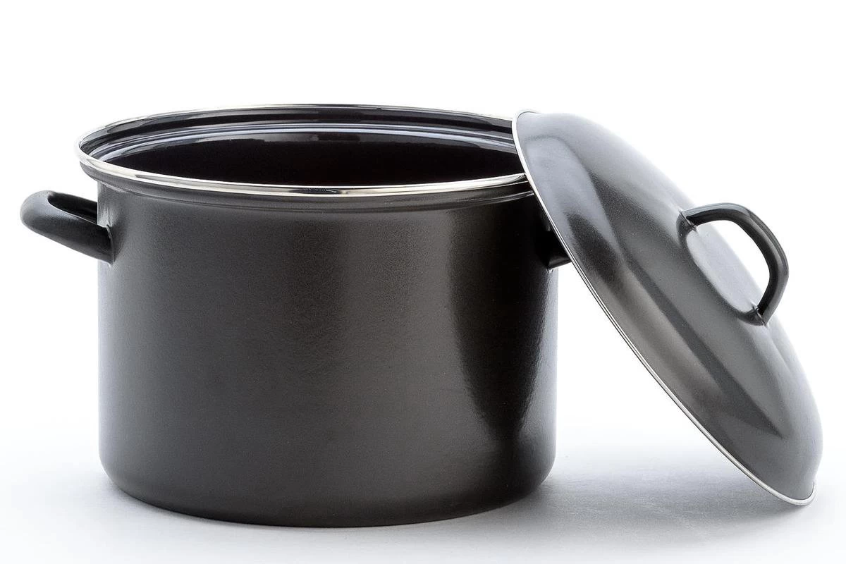 Lite-Body Soeppan/Stamppotpan Met Deksel - 24cm/8l - Emaille - Mystique Zwart - Afbeelding 3