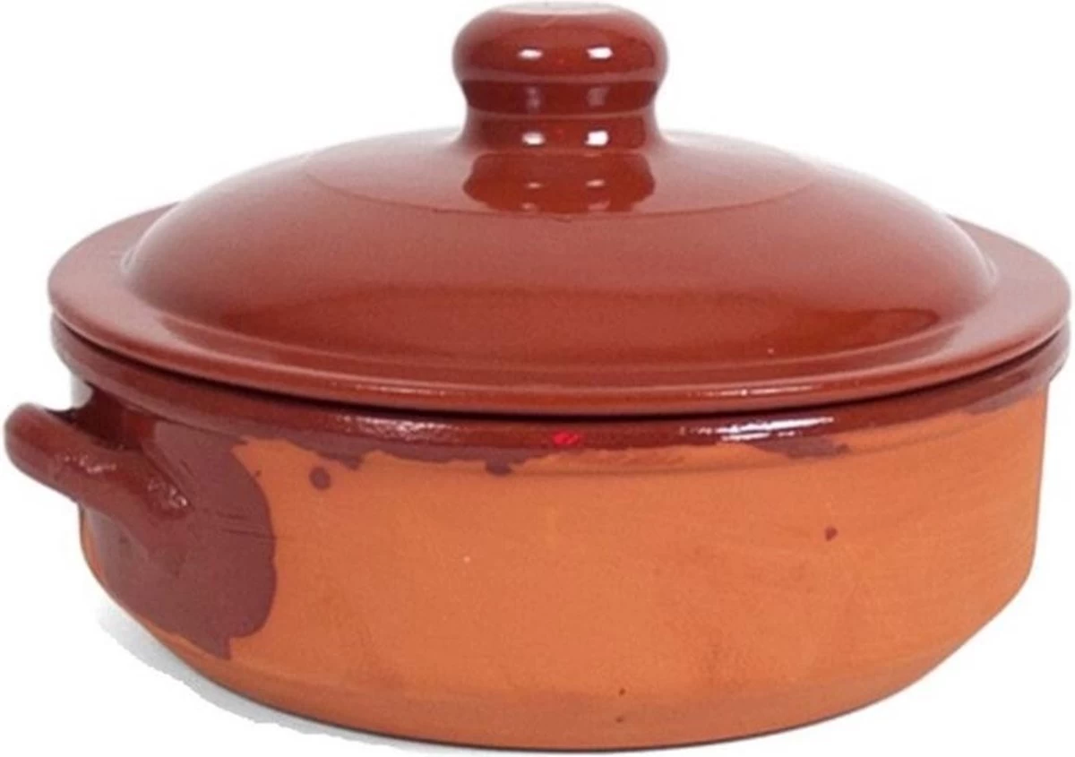 Salamanca Stenen Ovenschaal/braadpan Met Deksel 24 Cm - 6 Liter - Terracotta