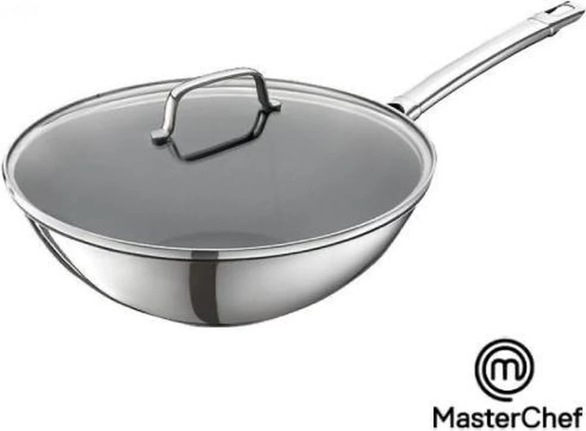MasterChef / Jumbo - Wokpan - Met Glazen Deksel - 28 Cm - Inductie