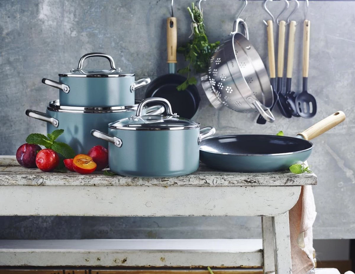 GreenPan Mayflower Pannenset - 5-delig + 5 Accessoires - Lichtblauw - Inductie - PFAS-vrij - Afbeelding 20