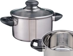 Haushalt 21303 - Kookpan - RVS - 16cm Met Glazen Deksel