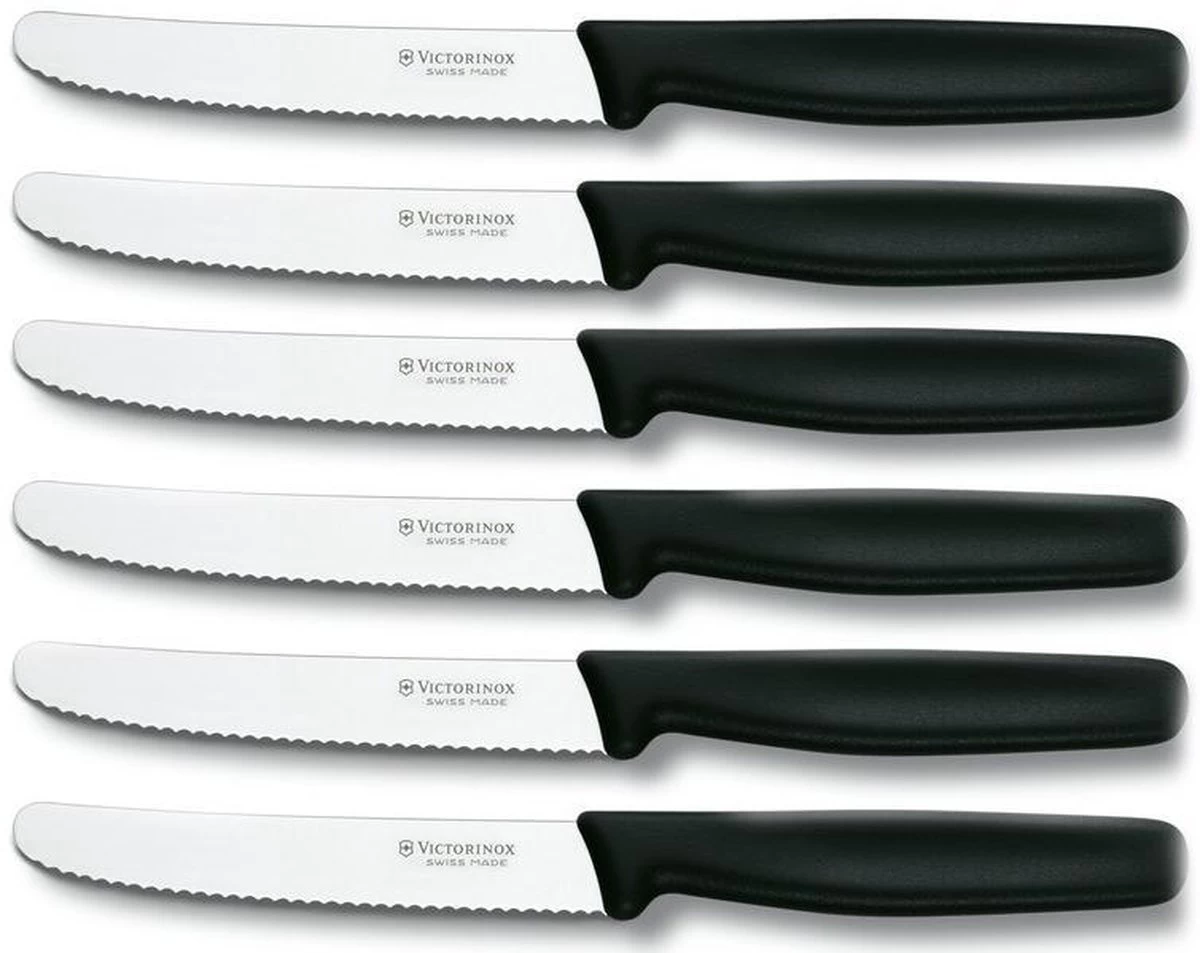 Victorinox Tafelmessen - 6-Delig - Zwart - Recht Heft - Afbeelding 4