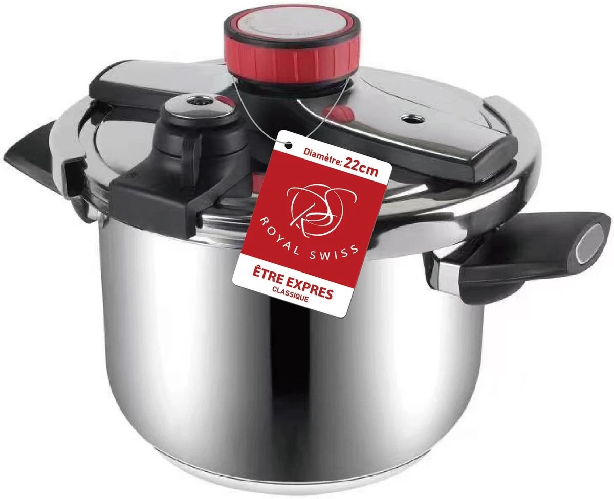 Royal Swiss Snelkookpan / Couscous Pan - 2 In 1 - 10 Liter - Ø 26 Cm - RVS - Inductie - Automatische Sluiting - Afbeelding 6