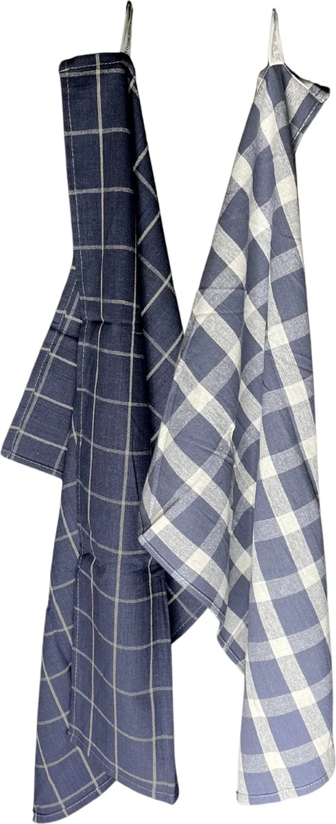 Theedoekenset Milano - Glazendoeken - 70x50 - Set Van 2 - Geblokt- Gestreept - 100% Katoen - Glazendoeken